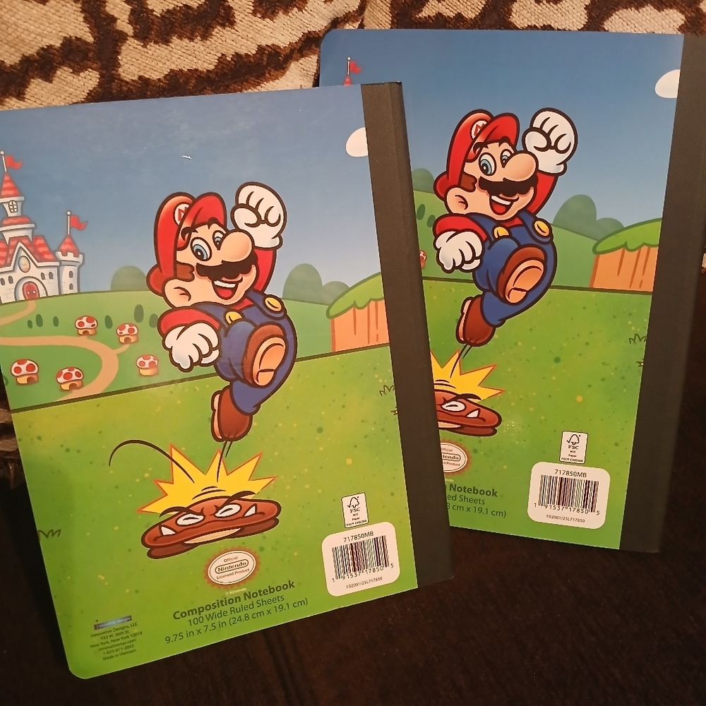 Super Mario Adventure Notebook New 2 Pz - Picture 3 of 3